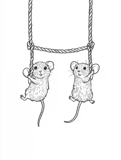 Mouse Illustration in Scandinavian Folk Art Style