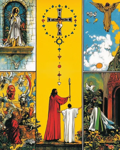 Religious and Witchcraft Symbols in Tarot Style