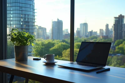 Modern Workspace with Urban View