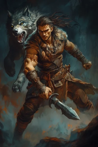 Warrior Man with Imposing Werewolf Aura