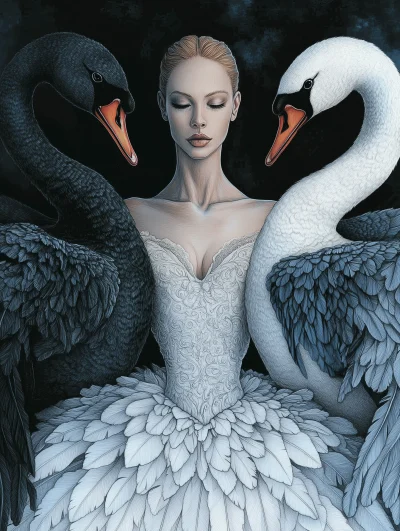 Ethereal Ballerina and Swans