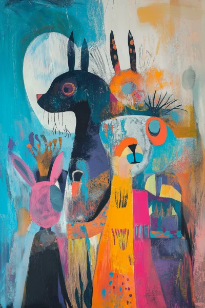 Abstract People and Animals Modern Art