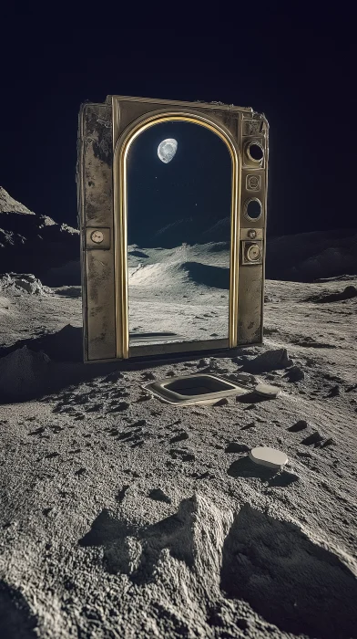 Cosmic Horror Mirror Selfie on the Moon