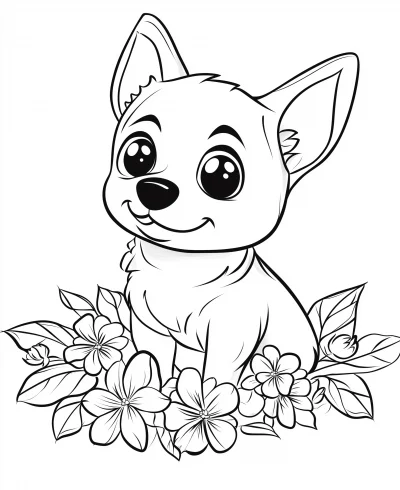 Kawaii Puppy Coloring Page