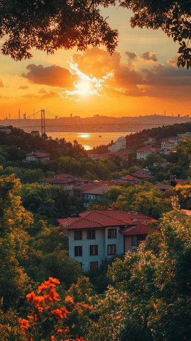 Sunset over Istanbul City