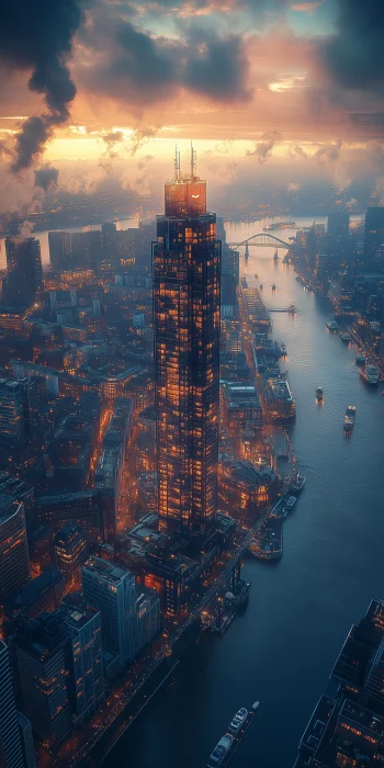 Aerial View of Hamburg Skyline