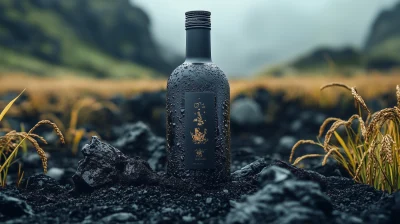 Sake Bottle in Rice Field