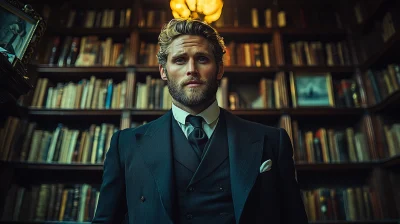 Victorian Gentleman in Library