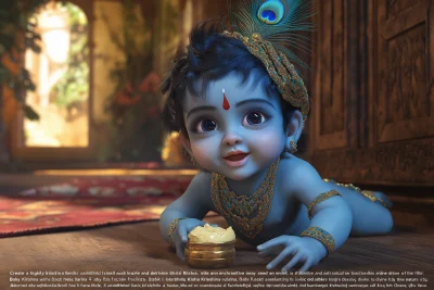 Baby Shri Krishna in a Traditional Setting