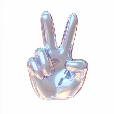 Transparent Peace Sign Emoji Hand