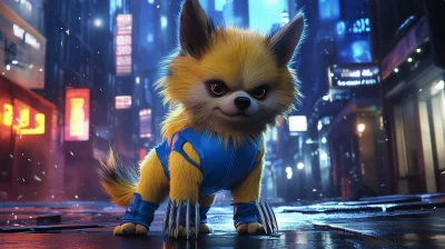 Fluffy Dog in Wolverine Costume