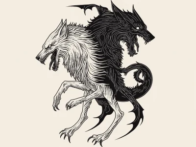 Monochromatic White Wolf Tattoo Design