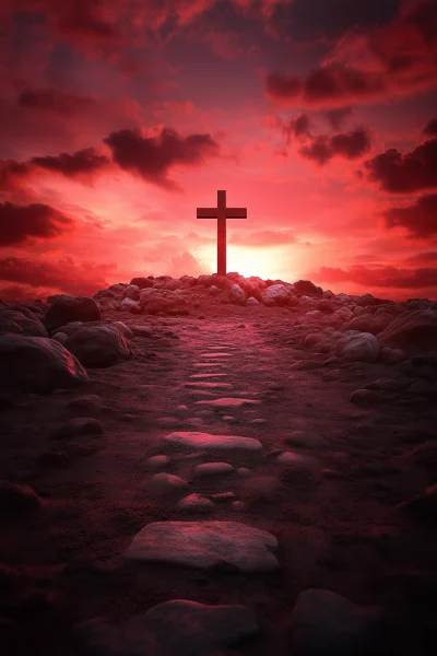 Mountain Top Cross at Sunset