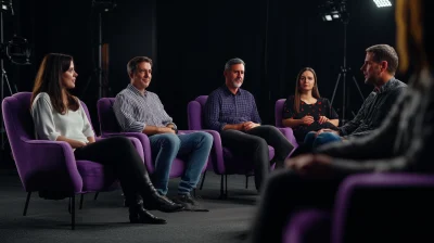 Purple Armchairs in Dark Studio