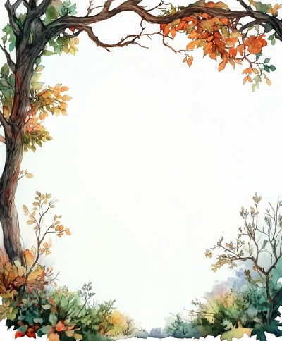 Tree Border Watercolor Painting