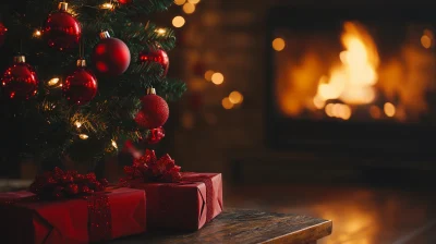 Christmas Tree and Fireplace