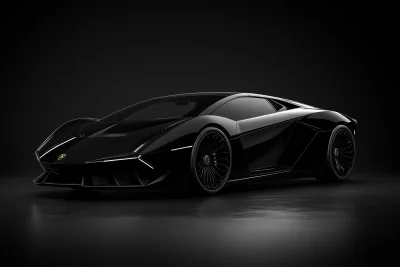 Sleek Black Lamborghini on Black Background