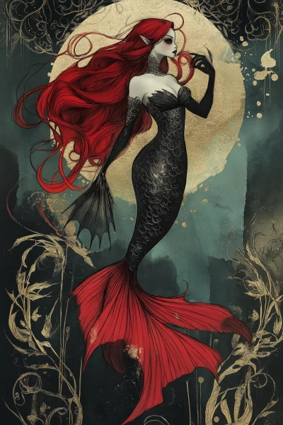 Goth Vampire Mermaid Under Water