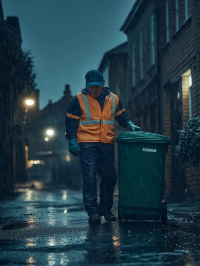 Rainy day worker