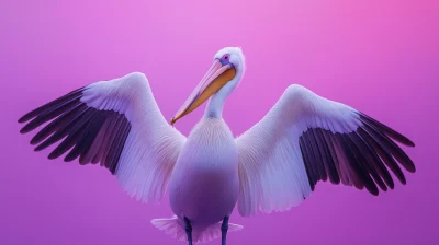 Pelican in Purple Background