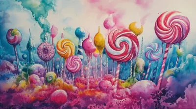 Dreamy Candyland Watercolor Illustration