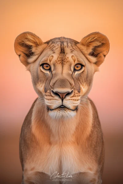 Lioness in the Savannah at Sunset