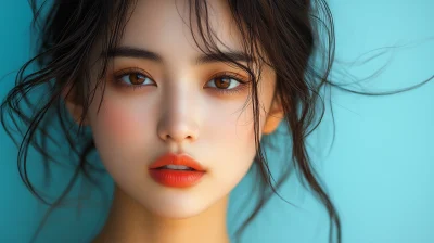 Korean Woman Model with Orange Hue