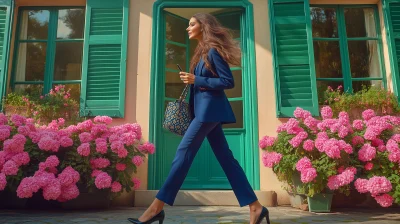 Woman in Blue Pantsuit at Monet’s Greenhouse