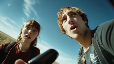 Young couple looking at a timetable