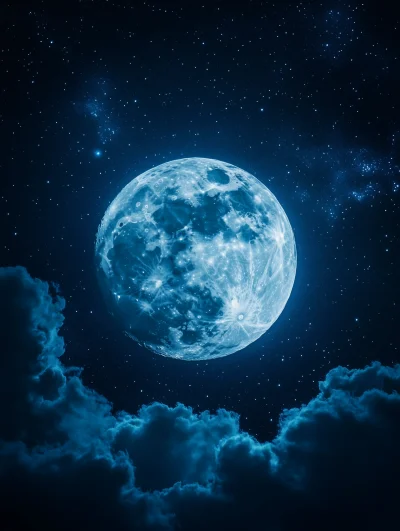 Waning Moon in the Night Sky