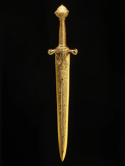 Golden Dagger on Black Background