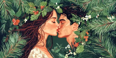 Romantic Kiss in Nature