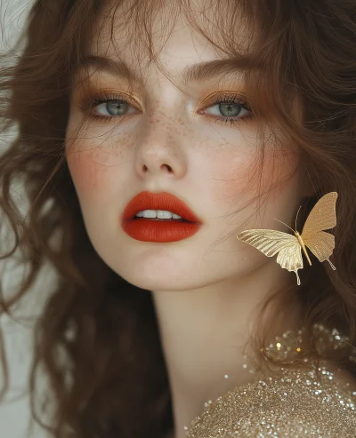 Golden Butterfly Fashion Portrait