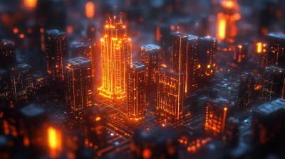 City Power Grid with Holographic Elements