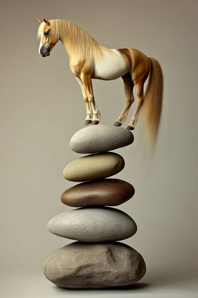 Balancing Rocks with Palomino Horse