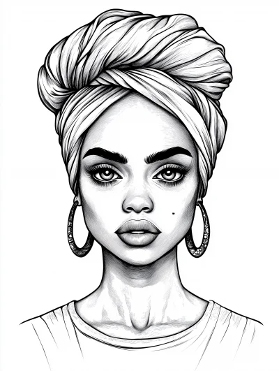 Blond African Woman Coloring Page