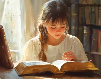 Girl reading the Bible