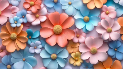 Colorful 3D Floral Tile Design