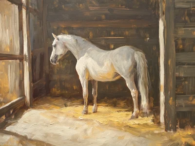 White Horse in Serene Stable