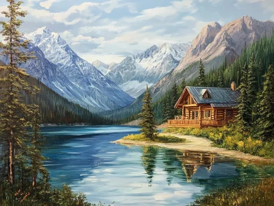 Mountain Lodge Painting