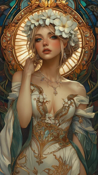 Artistic Woman in Art Nouveau Style