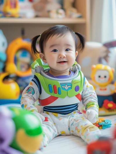 Asian Babygirl in Buzz Lightyear Suit