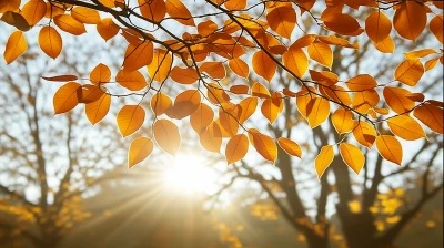 Autumn Sunlight with Orange Leaves