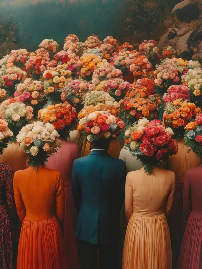 Bouquet-Headed Women Crowd