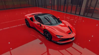 Luxurious Ferrari SF90 in Garage