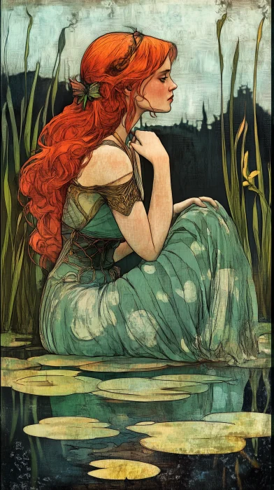 Art Nouveau Undine at River