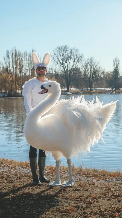 Homemade Swan Dog Costume