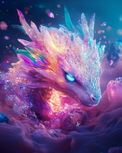 Colorful Glittering Crystal Dragon