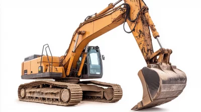 Hydraulic Excavator on White Background