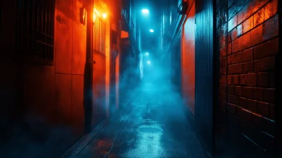 Foggy Cinematic Alleyway